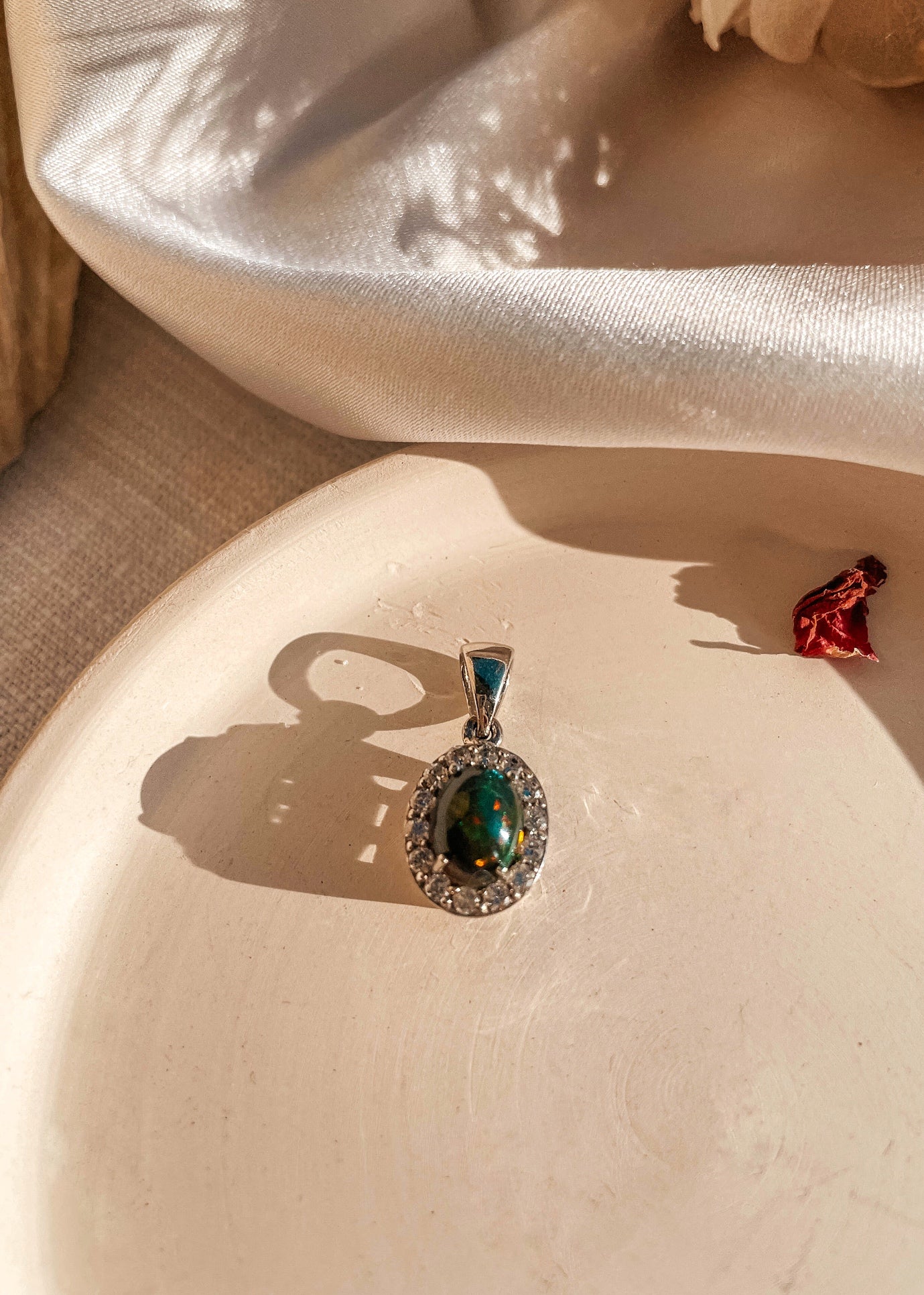 Black Opal White Sapphire Necklace
