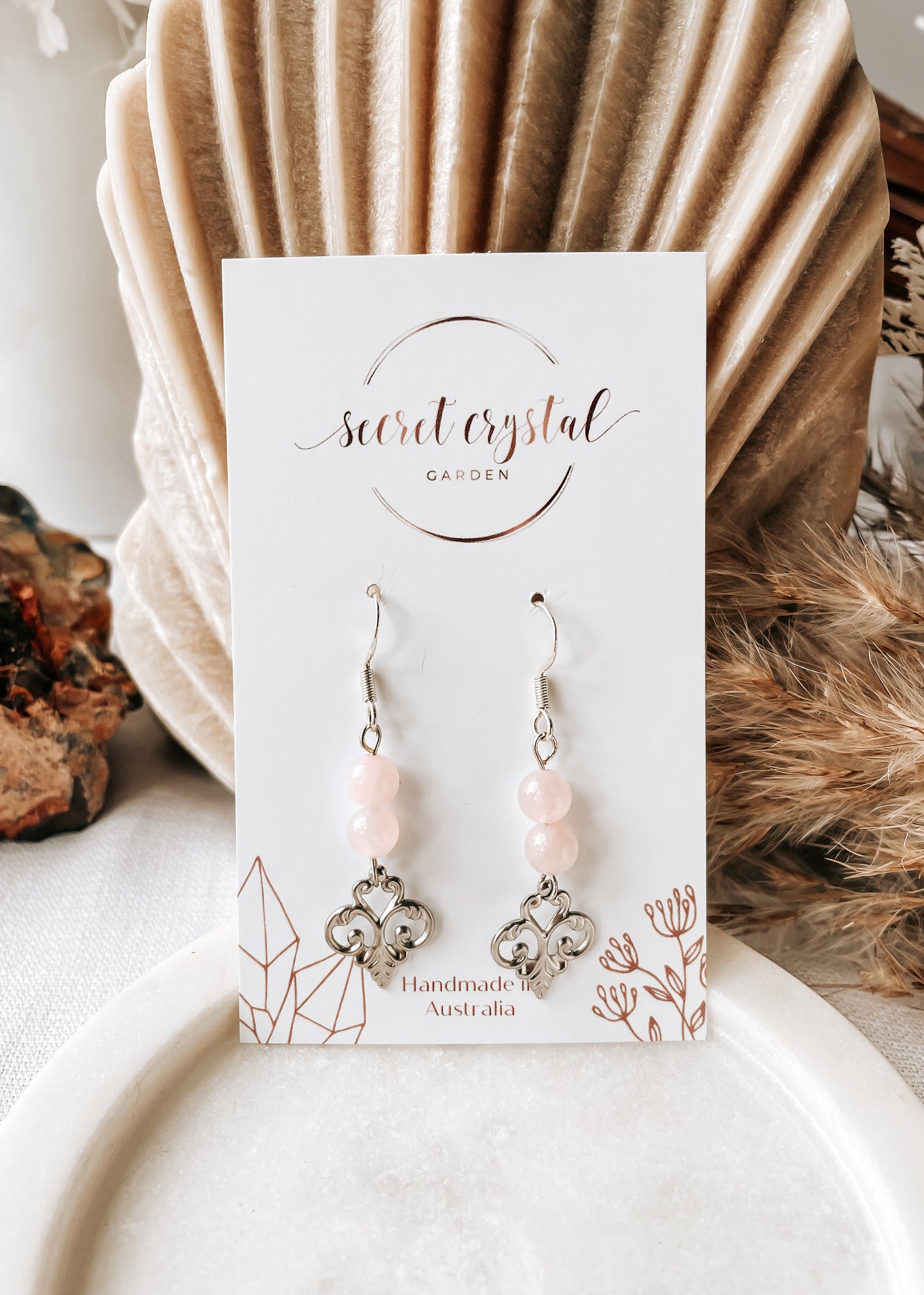 'BLUSH' Earrings - Rose Quartz