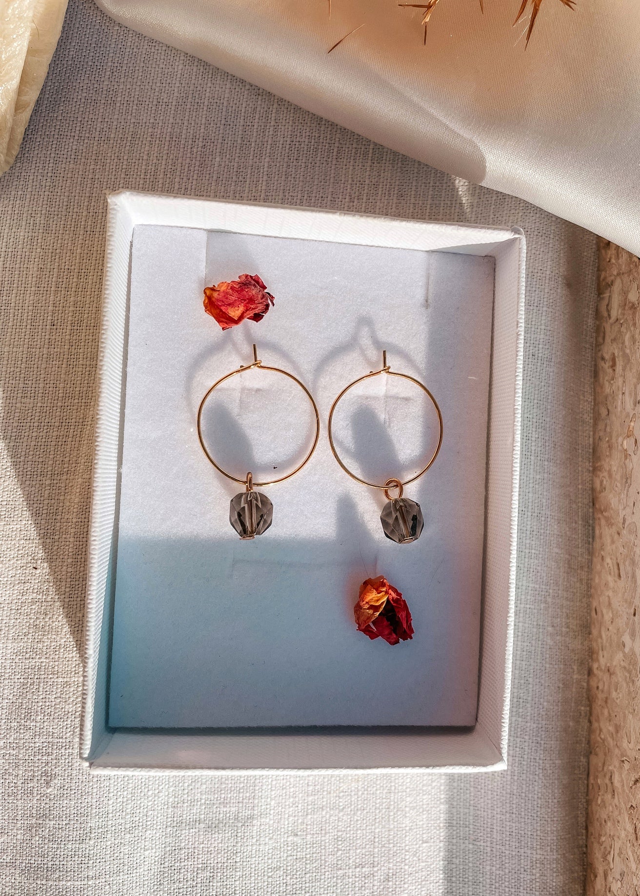 Smoky Quartz Hoop Earrings