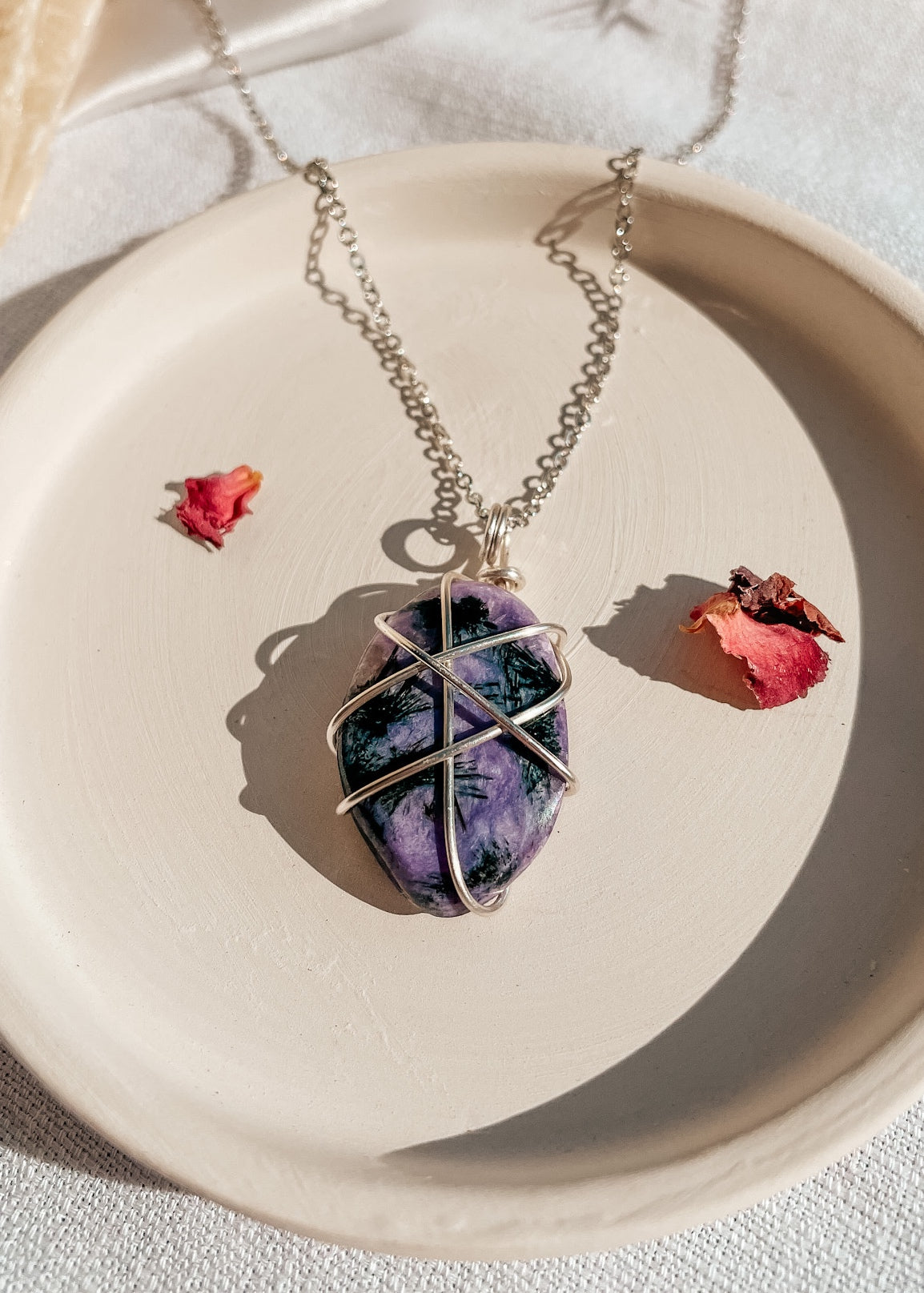 RARE Charoite Wire Wrapped Necklace
