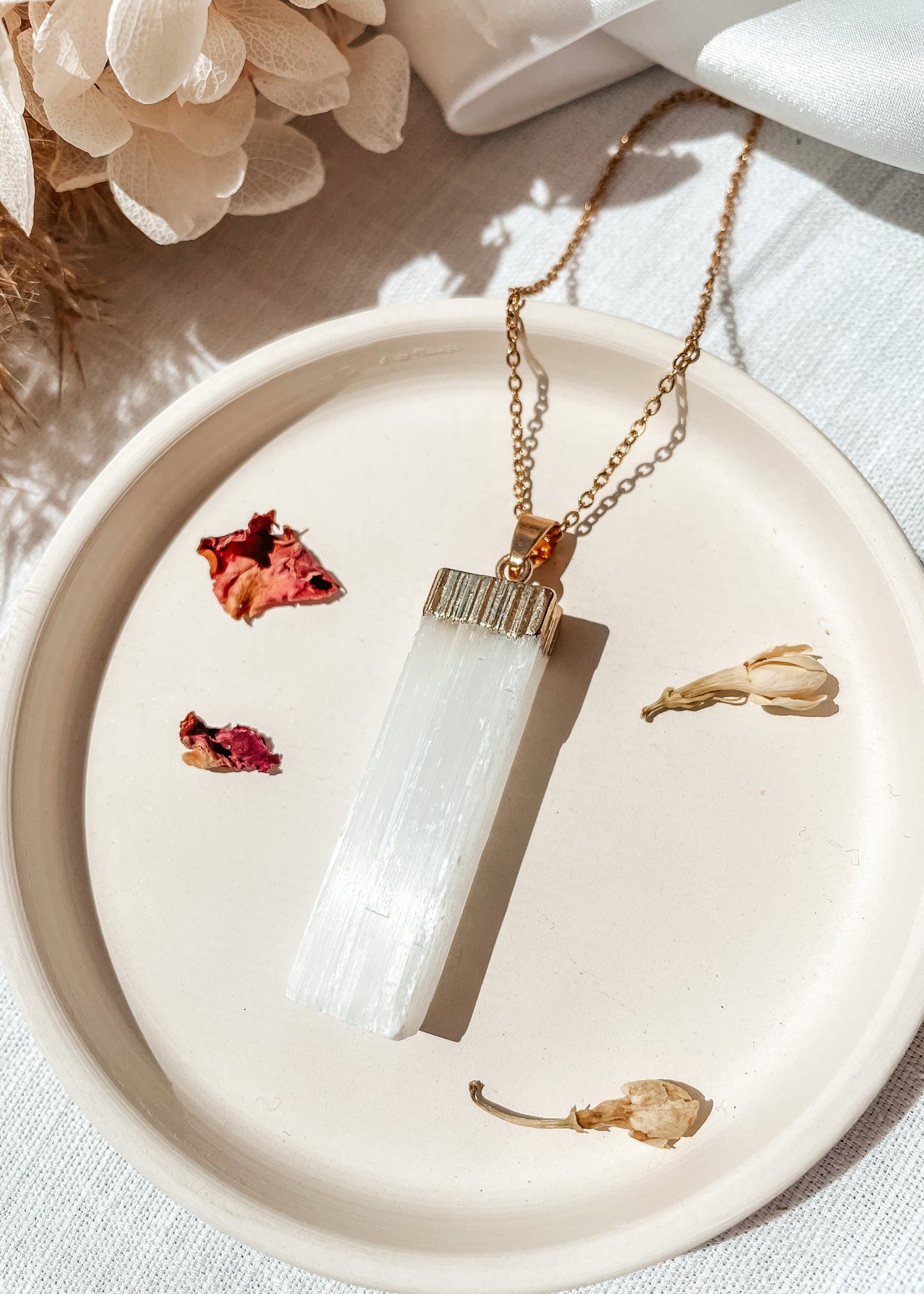 Selenite Gold Bar Necklace