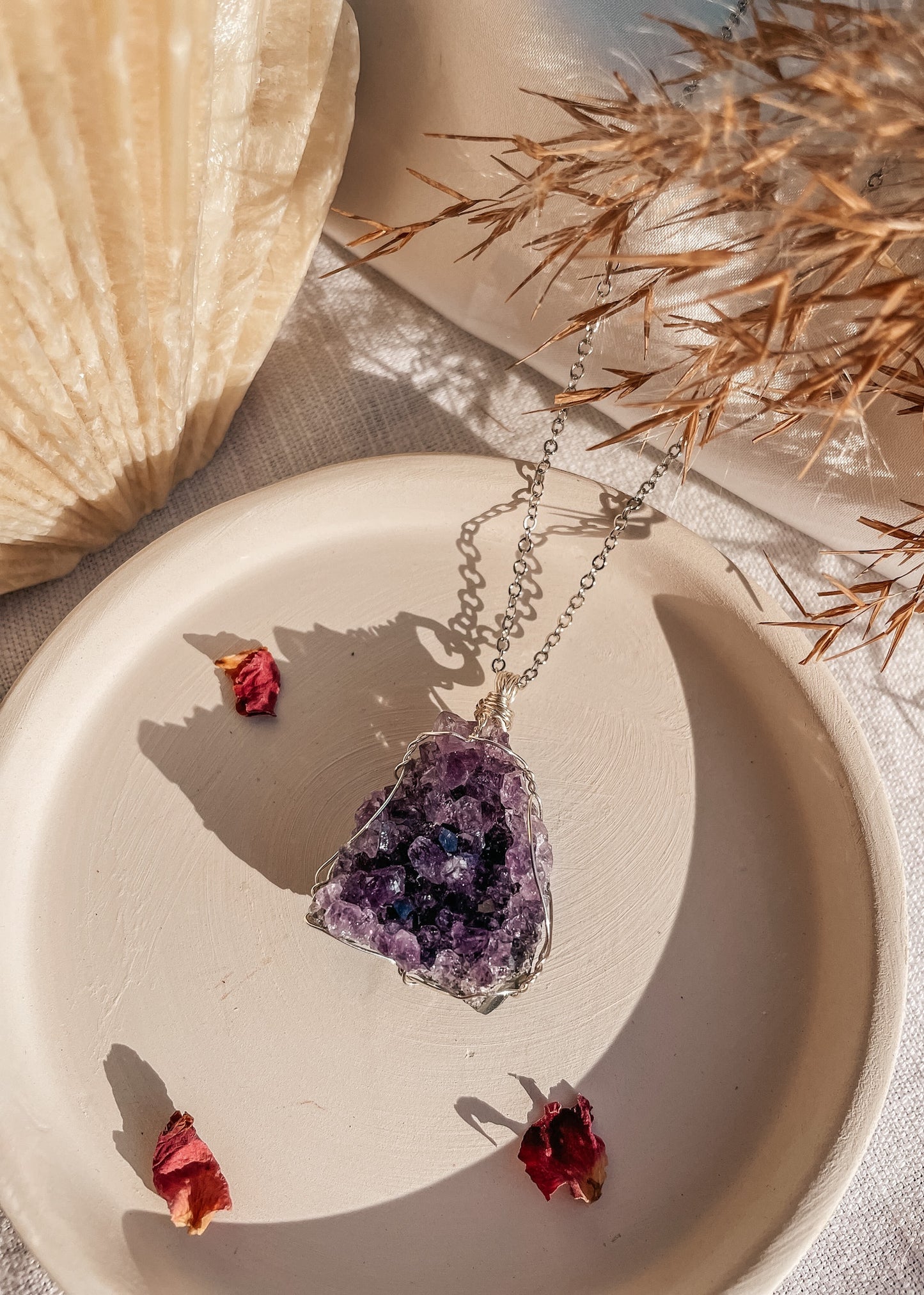 Amethyst Raw Wire Wrapped Necklace