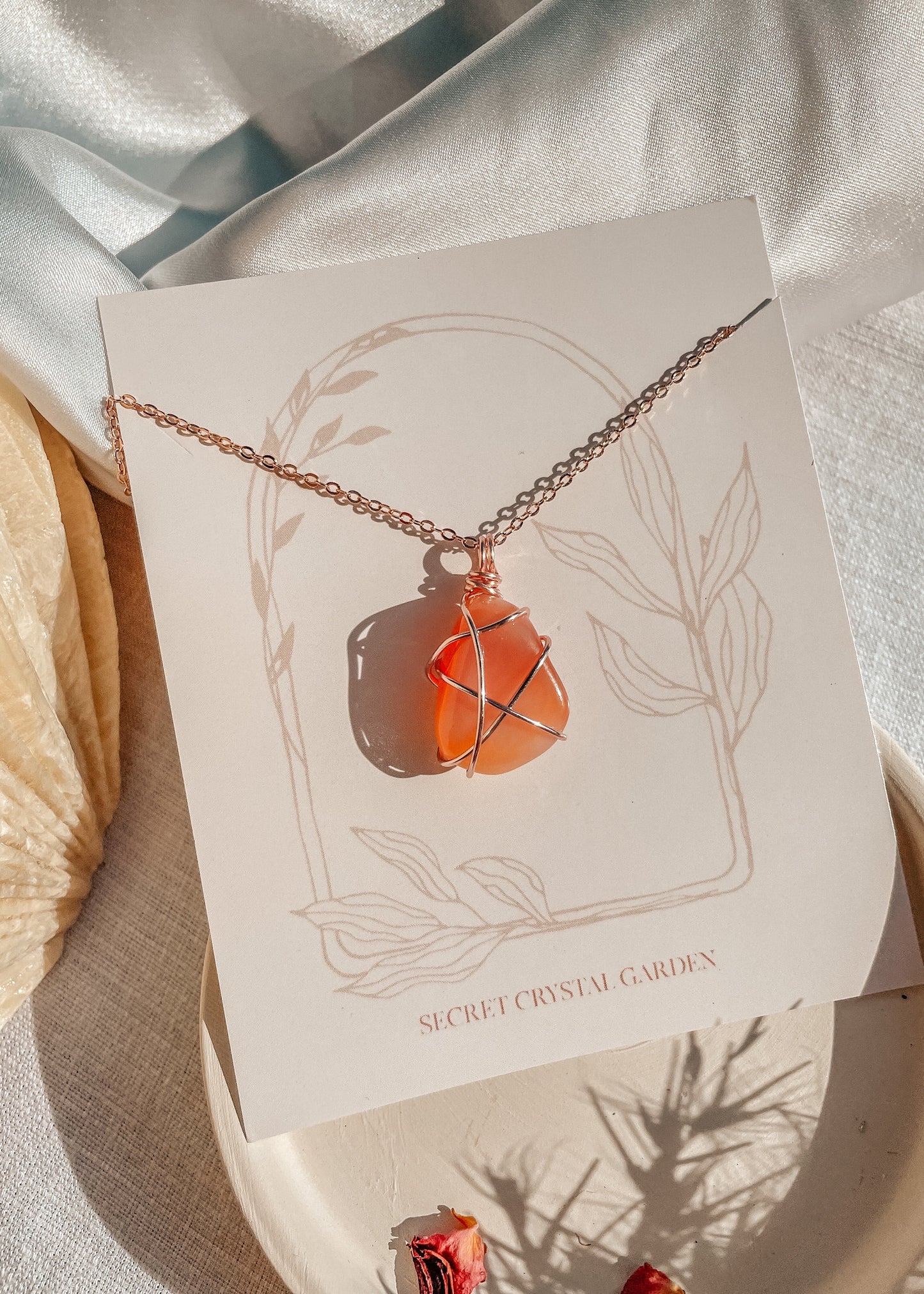 Apricot Agate Wire Wrapped Necklace