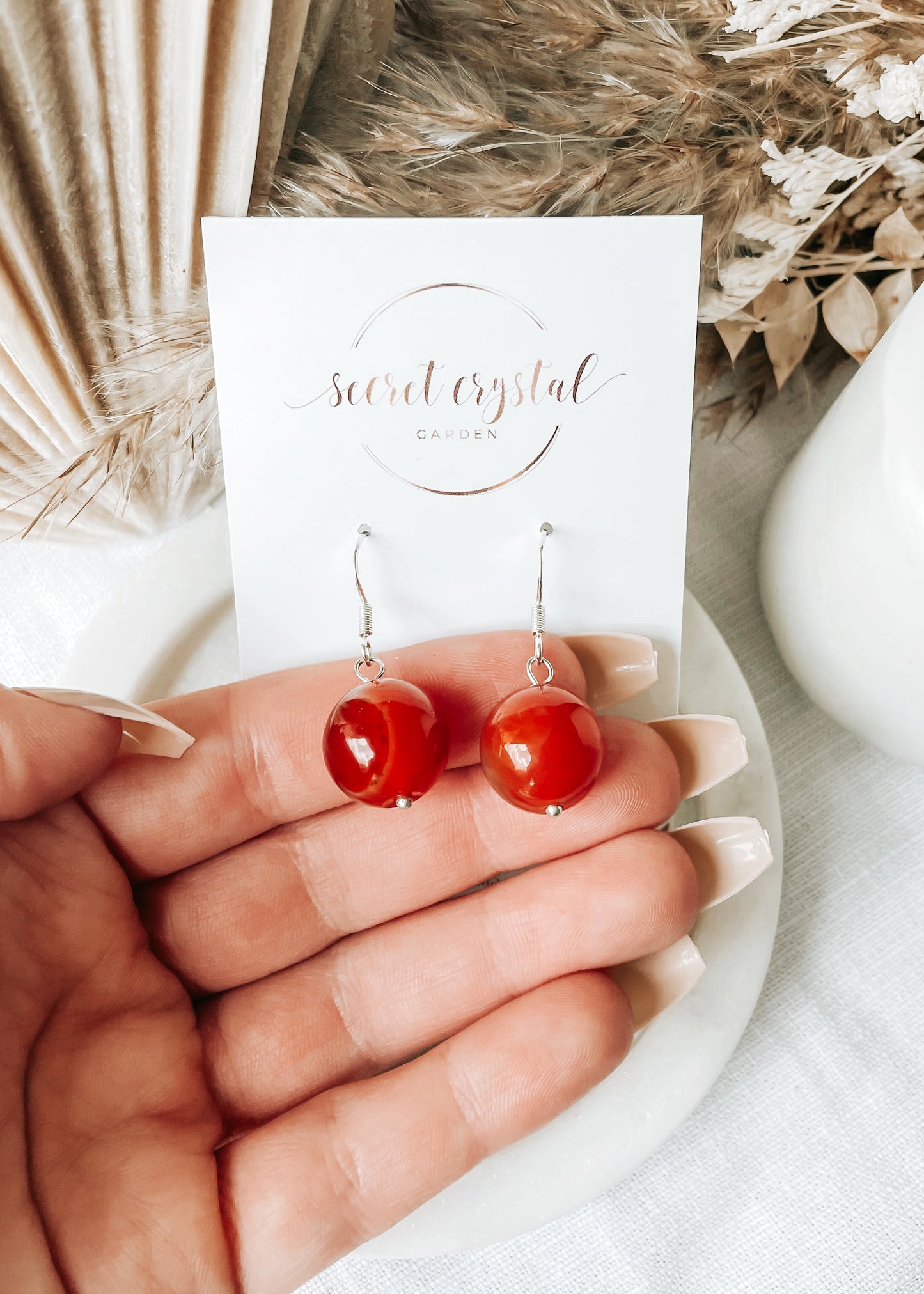 Carnelian Round Earrings