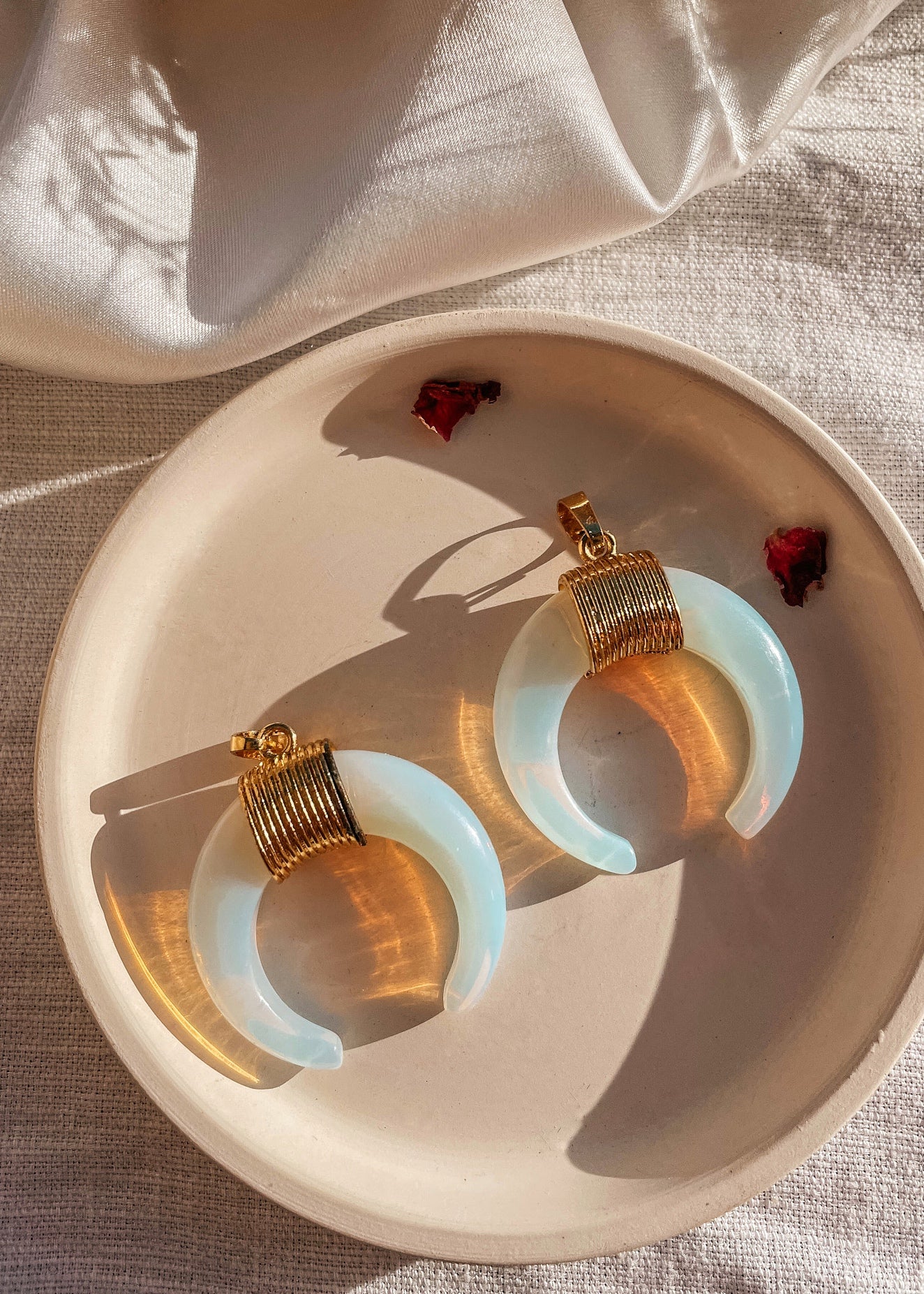 Opalite Gold Moon Pendant