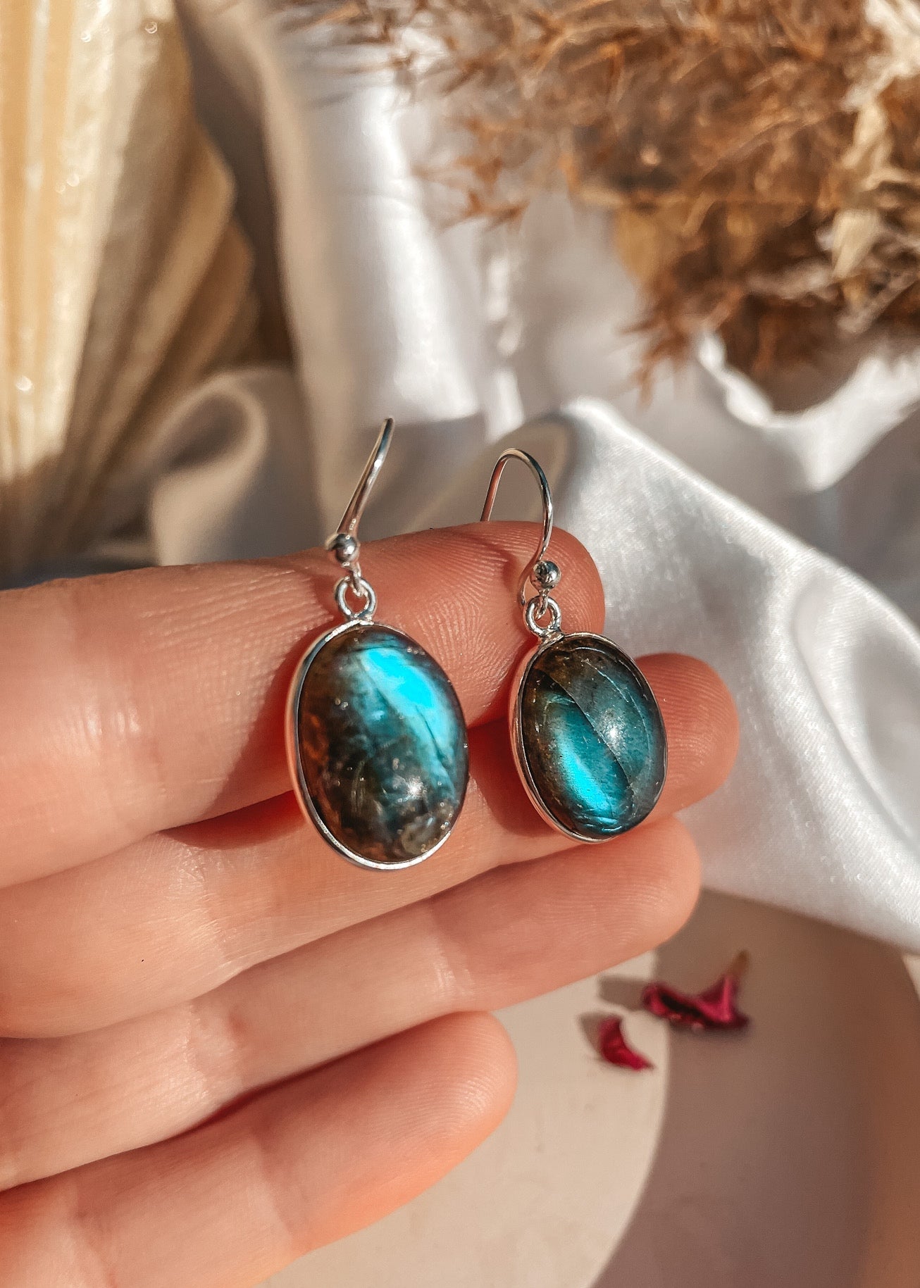 Labradorite Oval Earrings