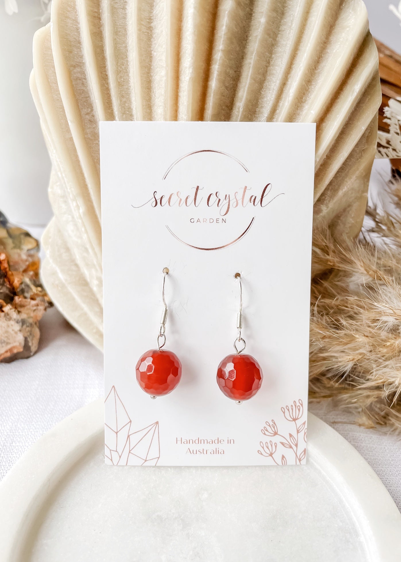 Carnelian Round Facet Earring