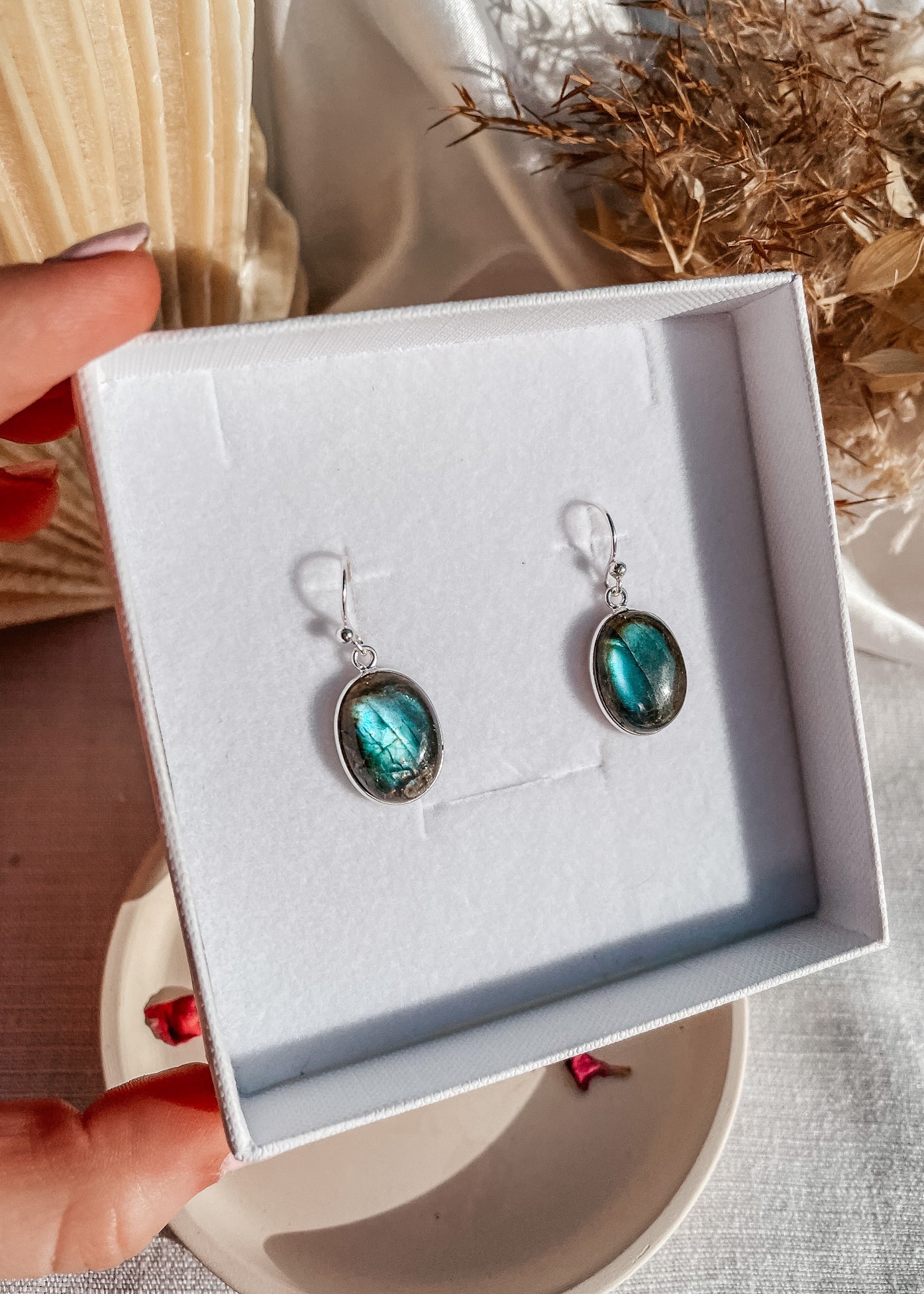 Labradorite Oval Earrings
