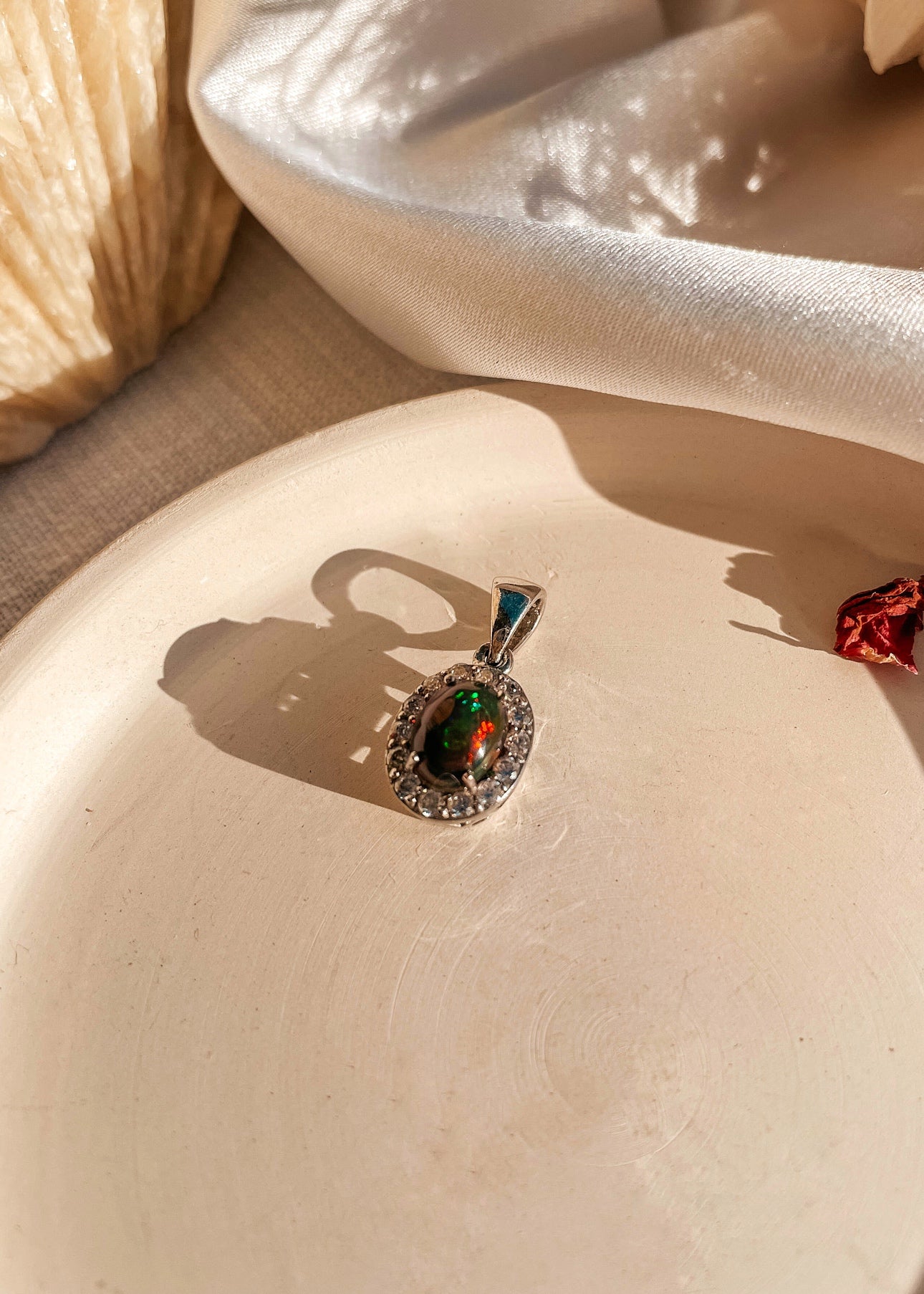 Black Opal White Sapphire Necklace
