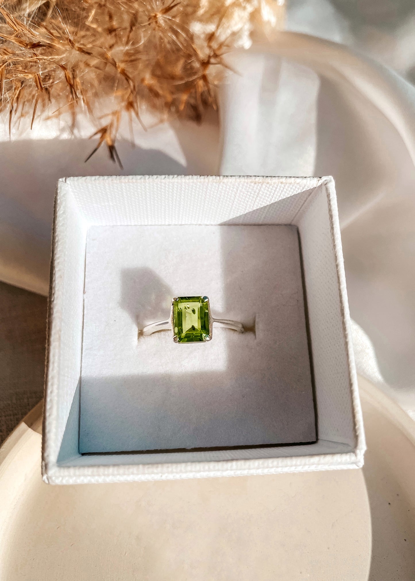 Rectangle Peridot Ring