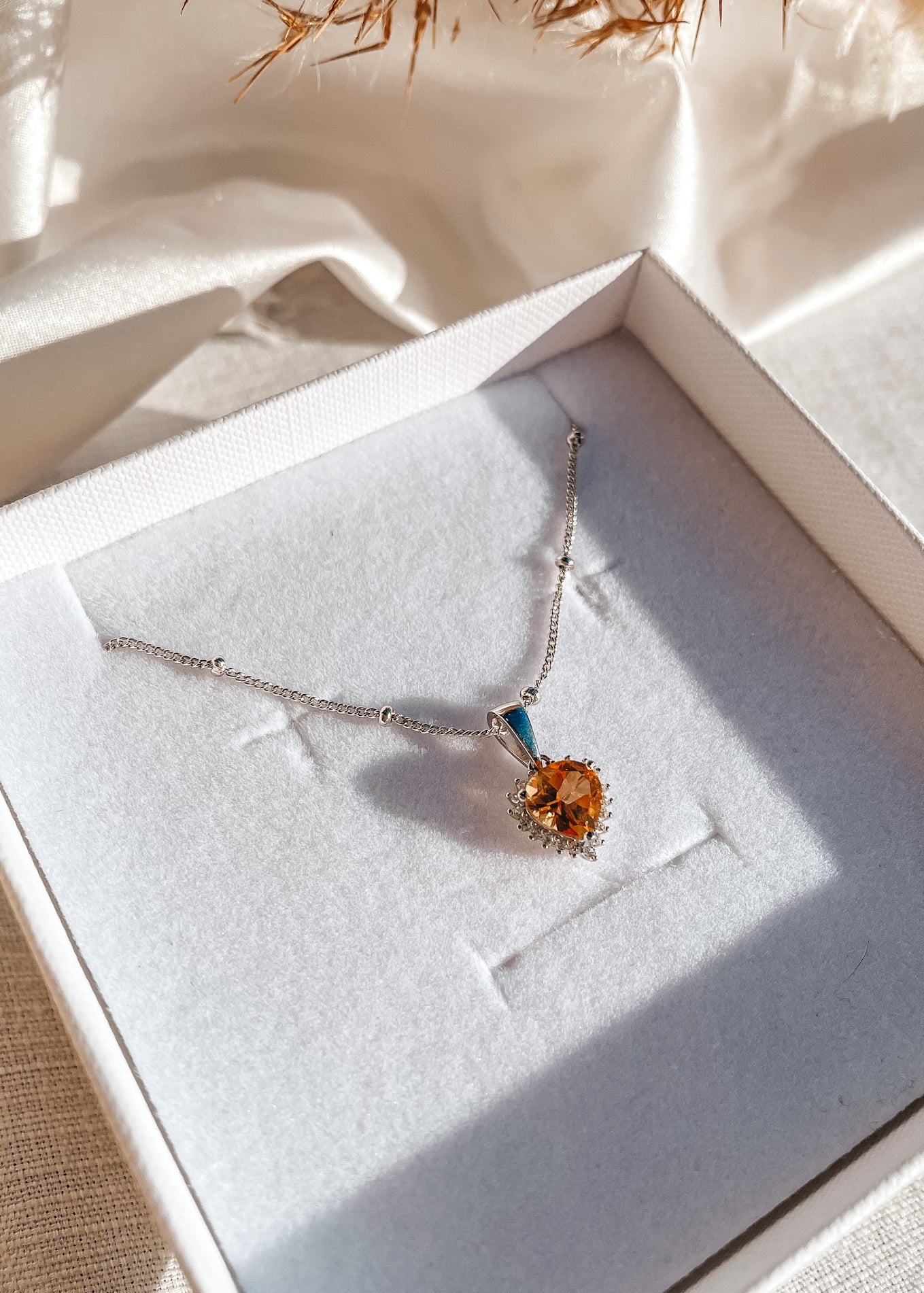 Citrine Trillion & White Sapphire Accent Stones