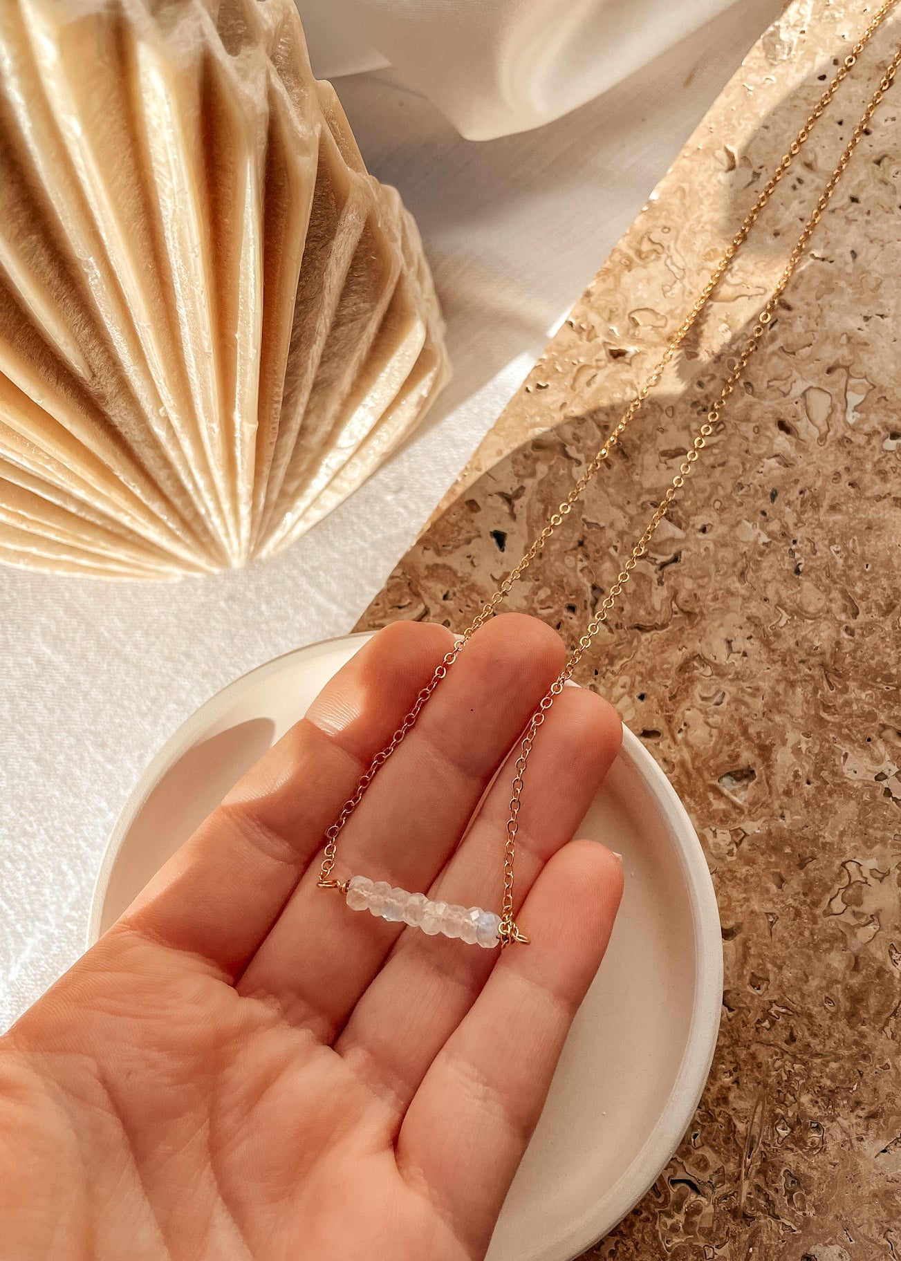 Moonstone Bar Necklace
