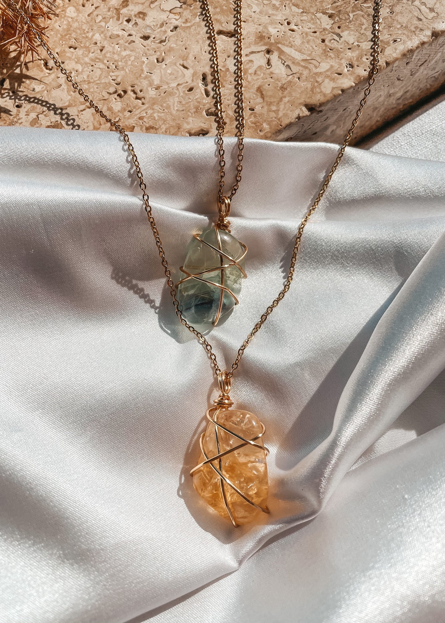 Citrine Wire Wrapped Necklace