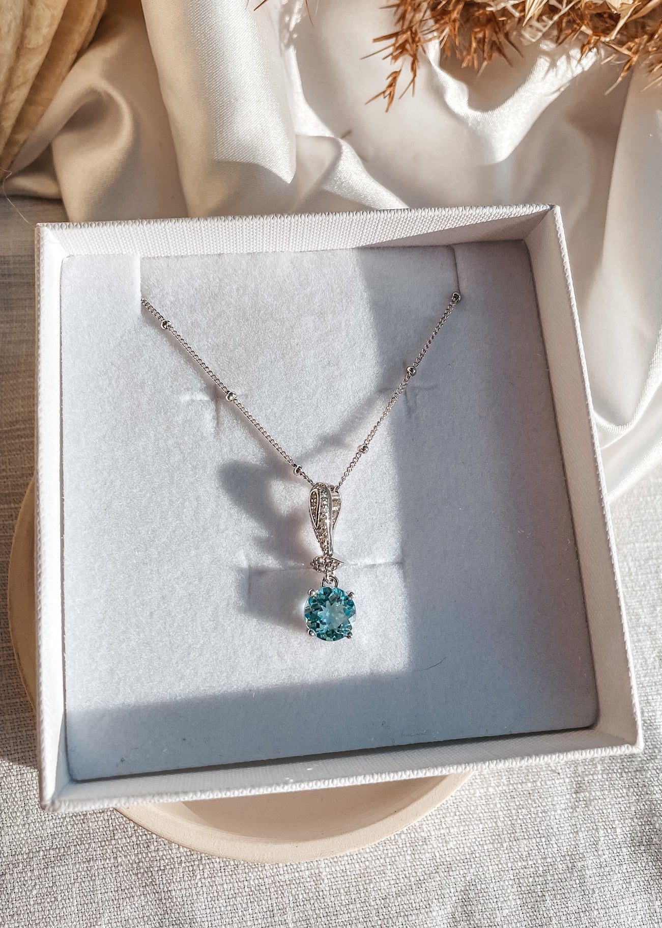 Blue Topaz & White Sapphire Necklace