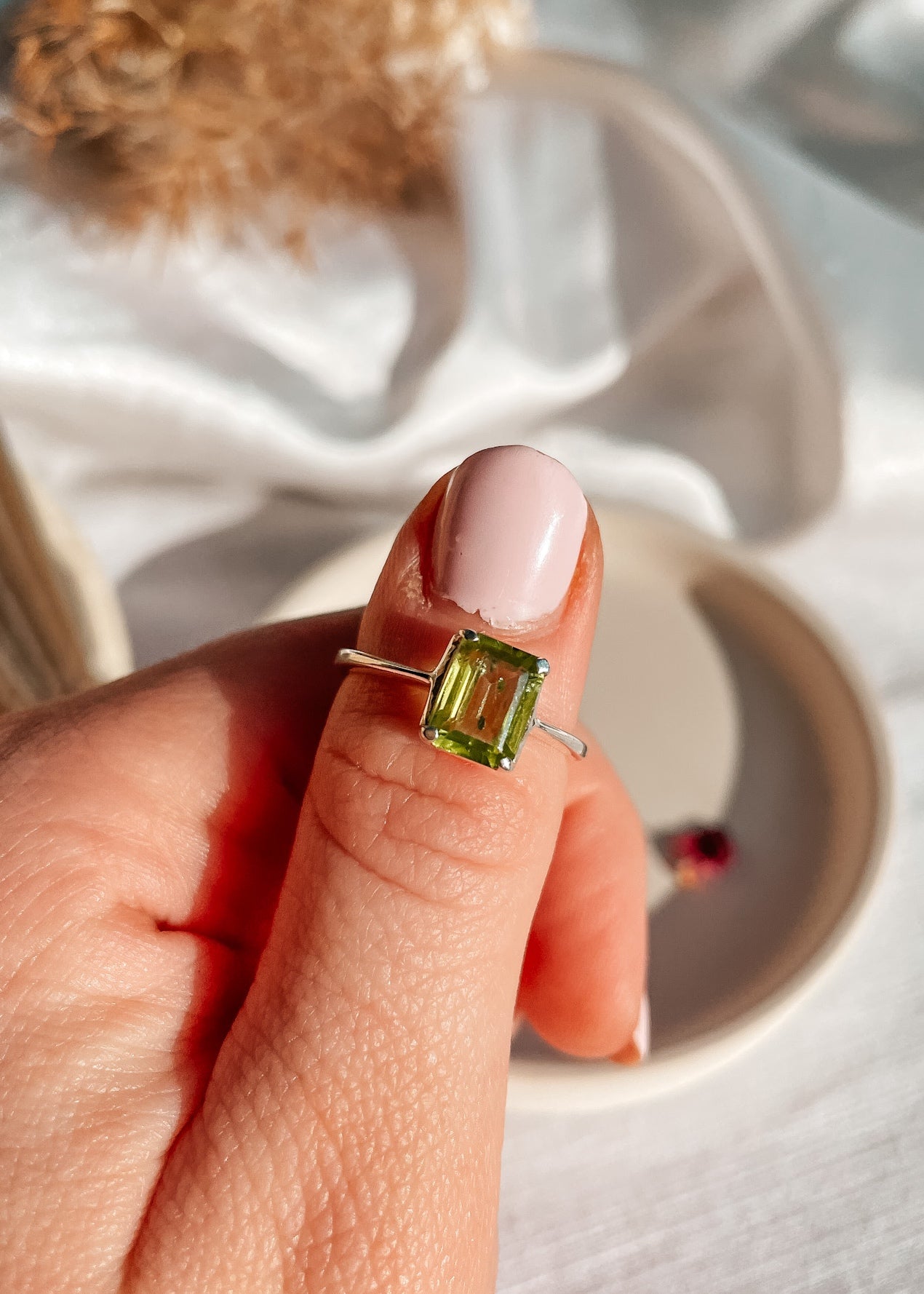 Rectangle Peridot Ring
