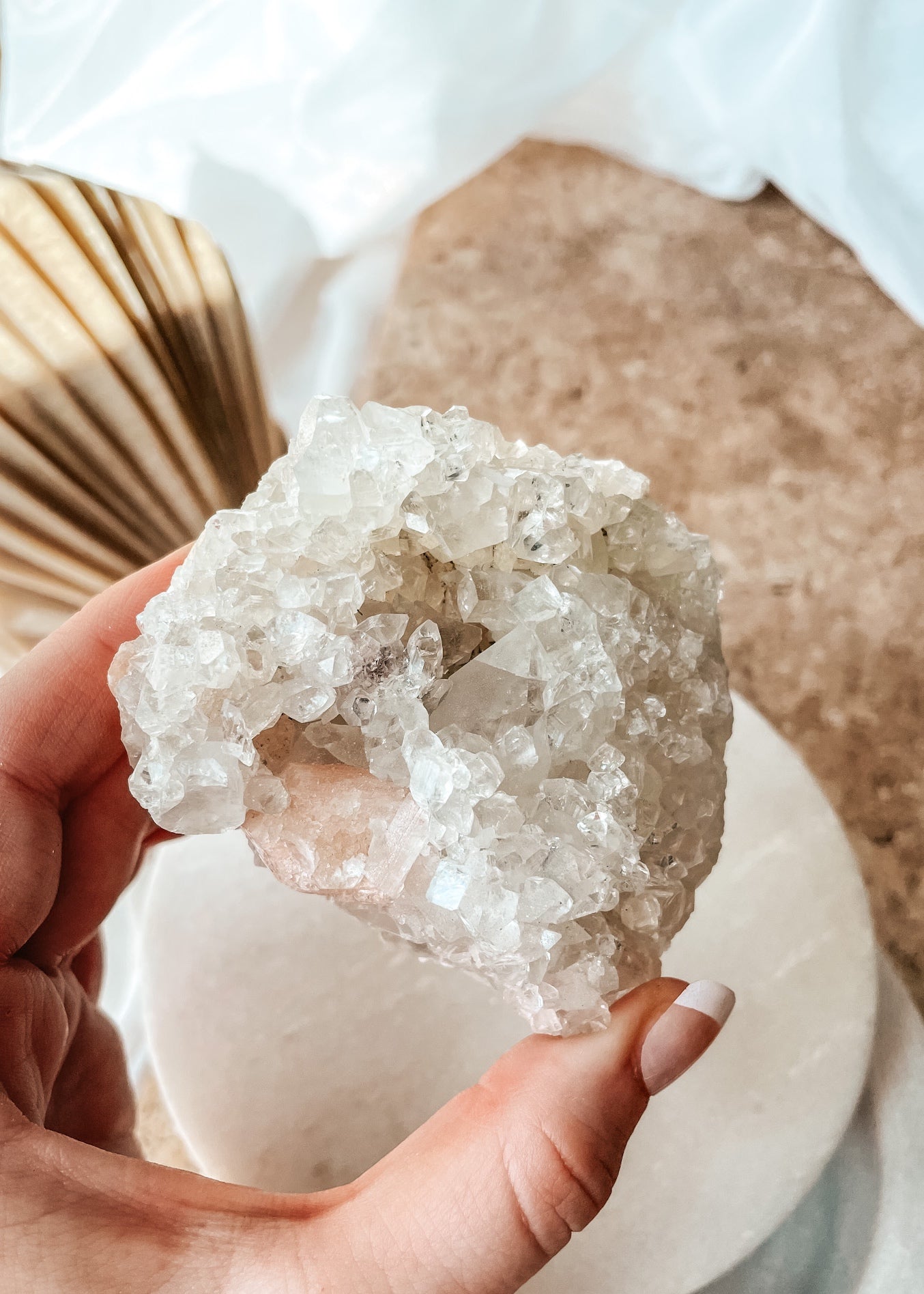 Apophyllite & Pink Stilbite Cluster