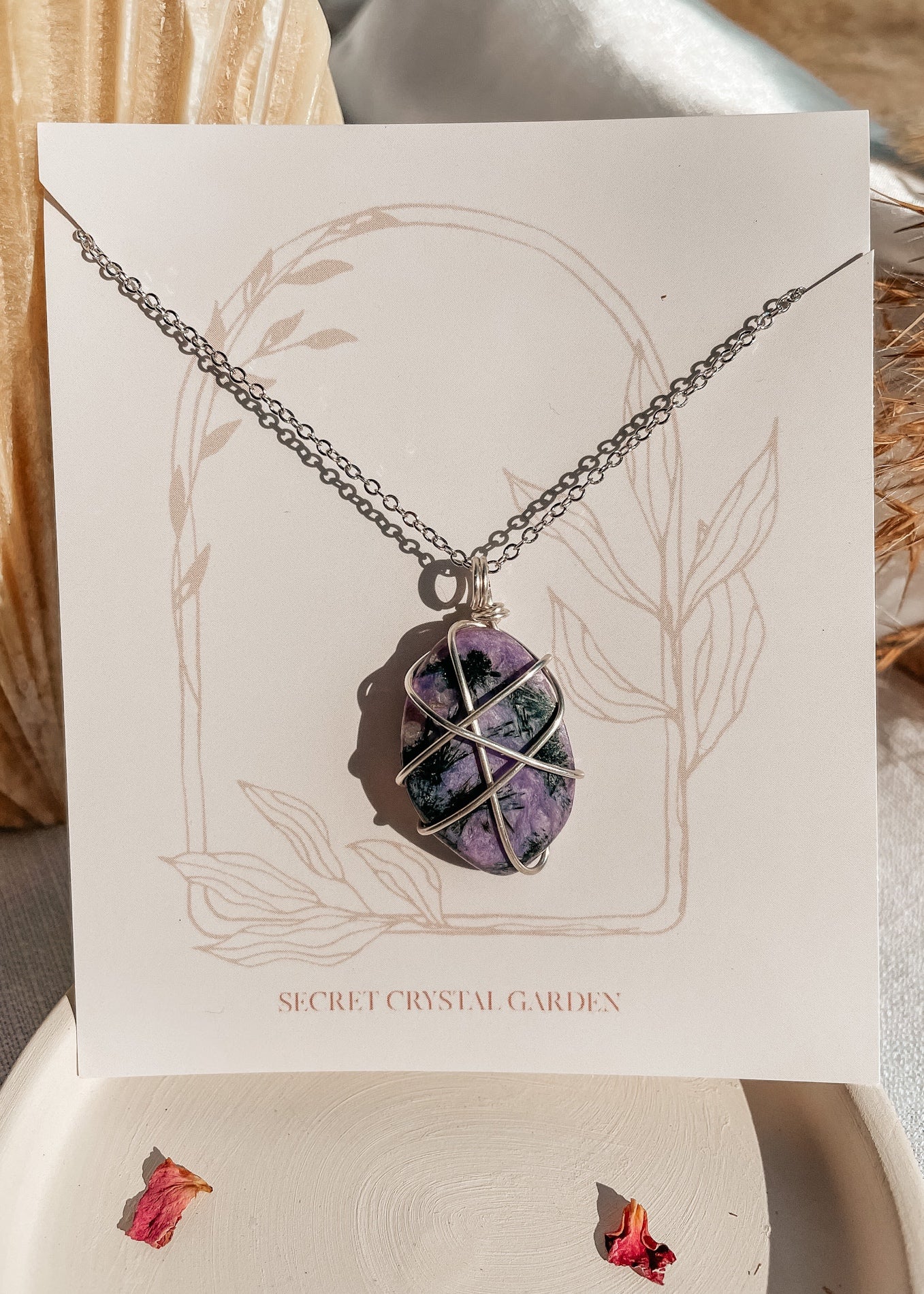 RARE Charoite Wire Wrapped Necklace