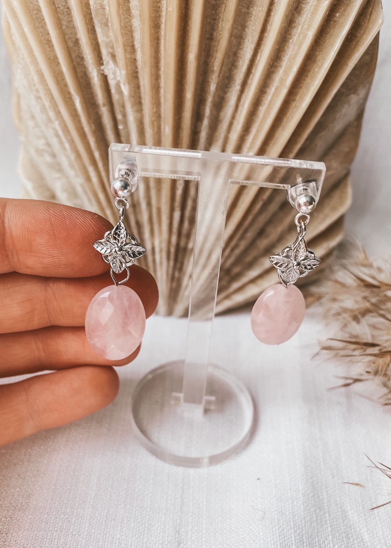 Alara Rose Quartz Earring
