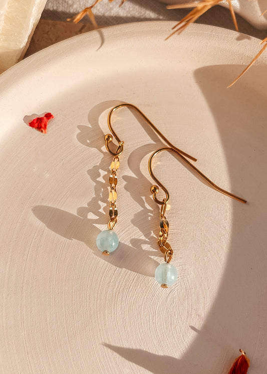 Aquamarine Gold Dangle Earrings