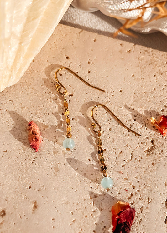 Aquamarine Gold Dangle Earrings