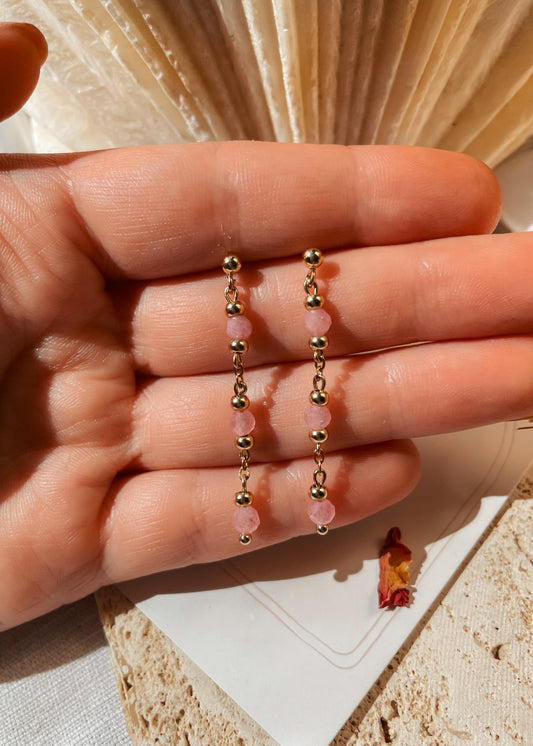Grace Pink Tourmaline Triple Earrings