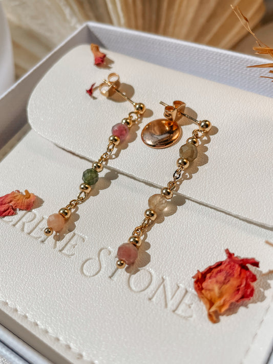 Grace Watermelon Tourmaline Triple Earrings