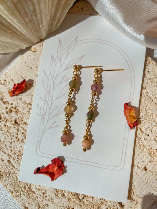 Grace Watermelon Tourmaline Triple Earrings