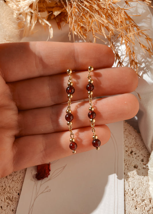 Grace Red Garnet Triple Earrings