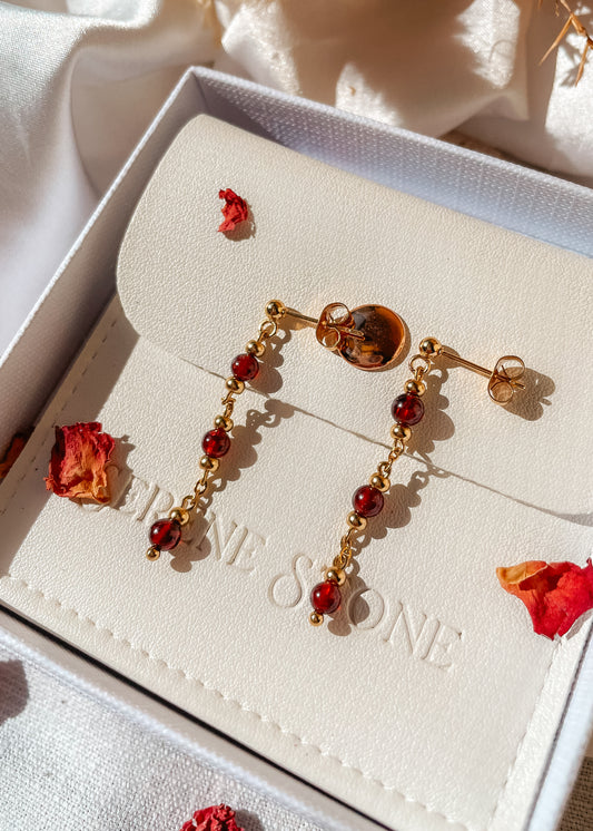 Grace Red Garnet Triple Earrings