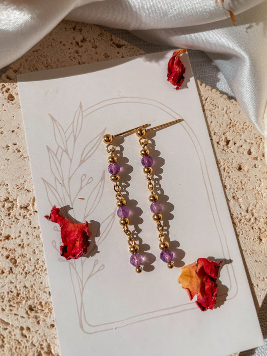 Grace Amethyst Triple Earrings