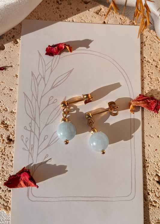 Dainty Drops Aquamarine Earrings