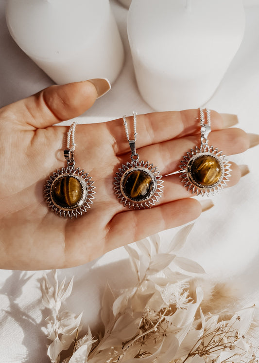 Tiger Eye Sun Pendant