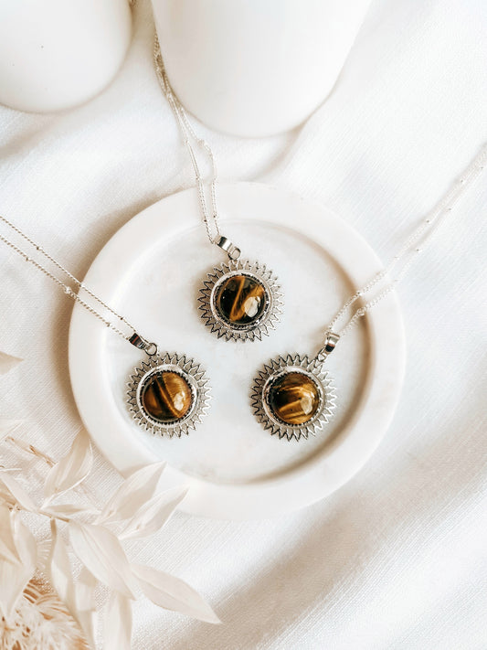 Tiger Eye Sun Pendant