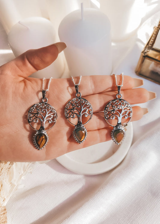 Tiger Eye Tree Of Life Pendant