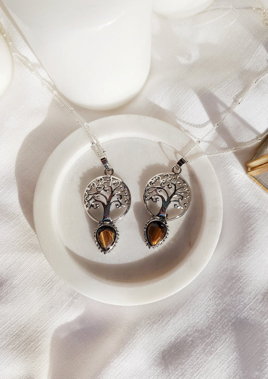 Tiger Eye Tree Of Life Pendant
