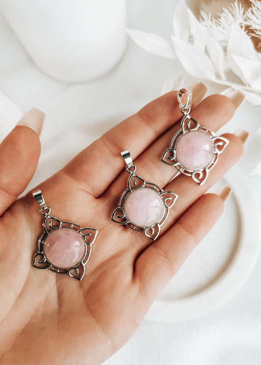 Rose Quartz Filligree Pendant