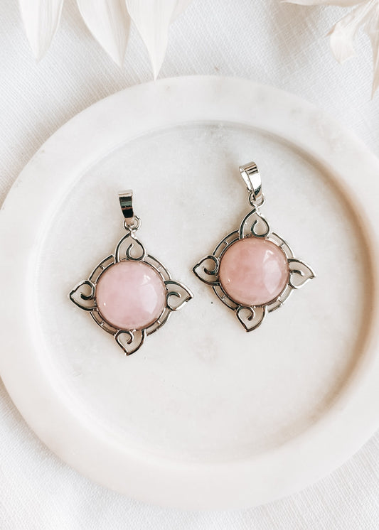 Rose Quartz Filligree Pendant