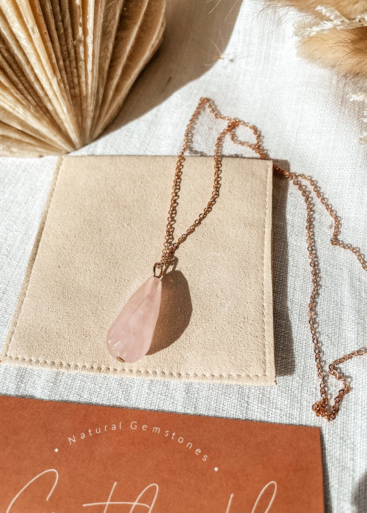 Rose Quartz Drop Necklace