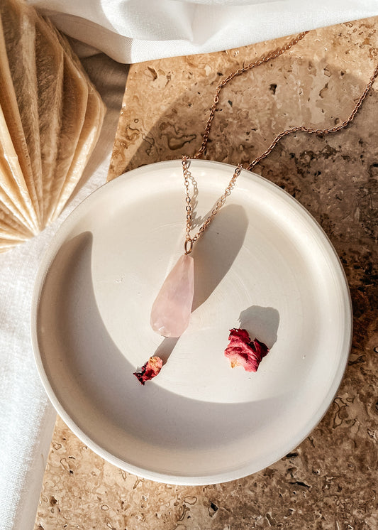 Rose Quartz Drop Necklace