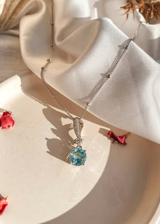 Blue Topaz & White Sapphire Necklace
