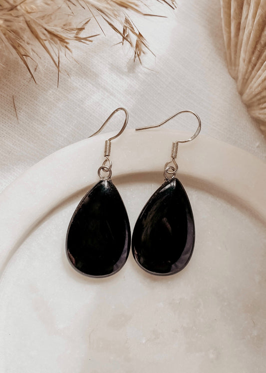 Black Obsidian Drop Earrings