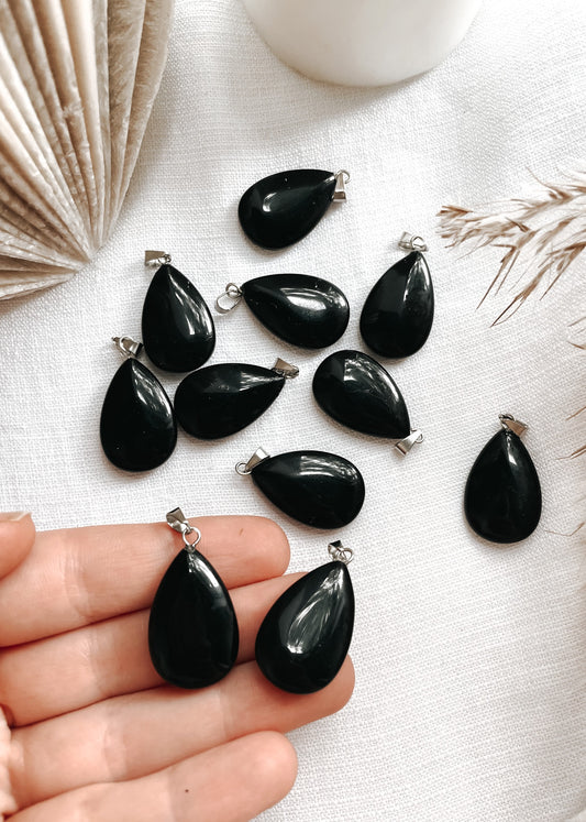 Black Obsidian Drop Pendant