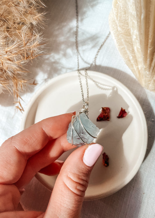 Celestite Wire Wrap Necklace