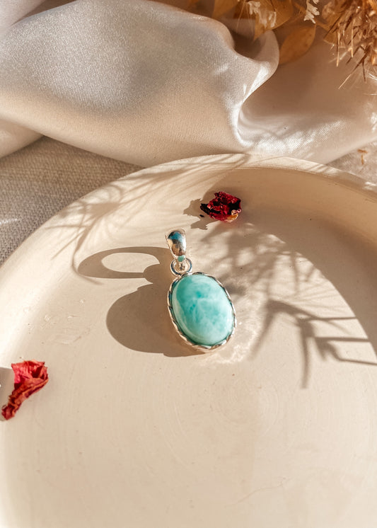 Larimar Oval Pendant Necklace