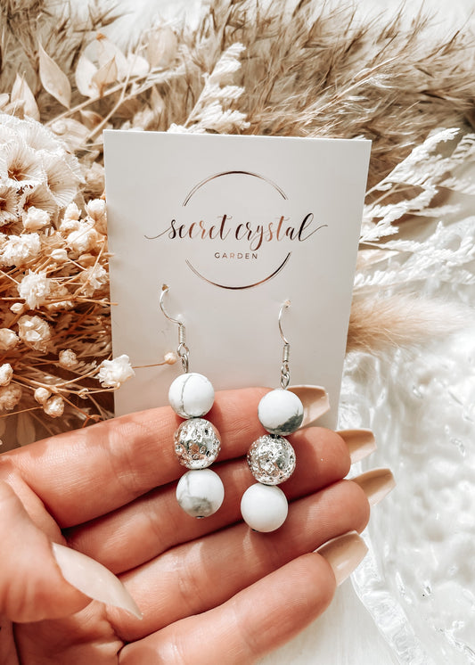 Howlite Silver Lava Earrings