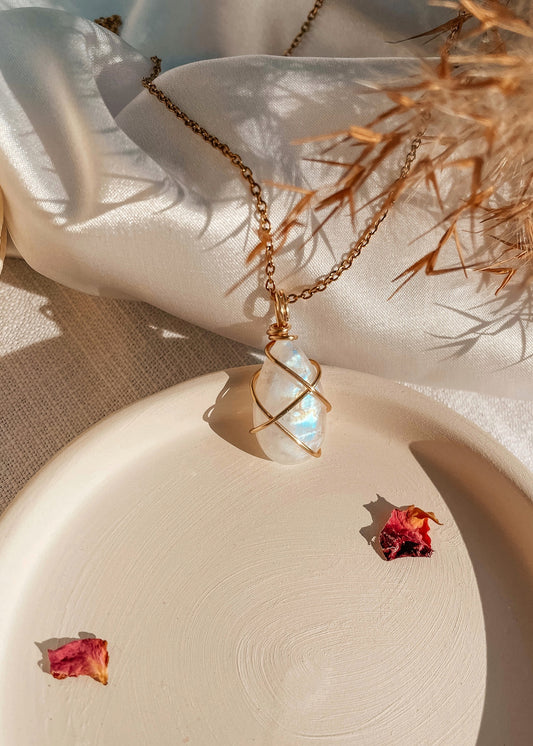 Moonstone Wire Wrapped Necklace