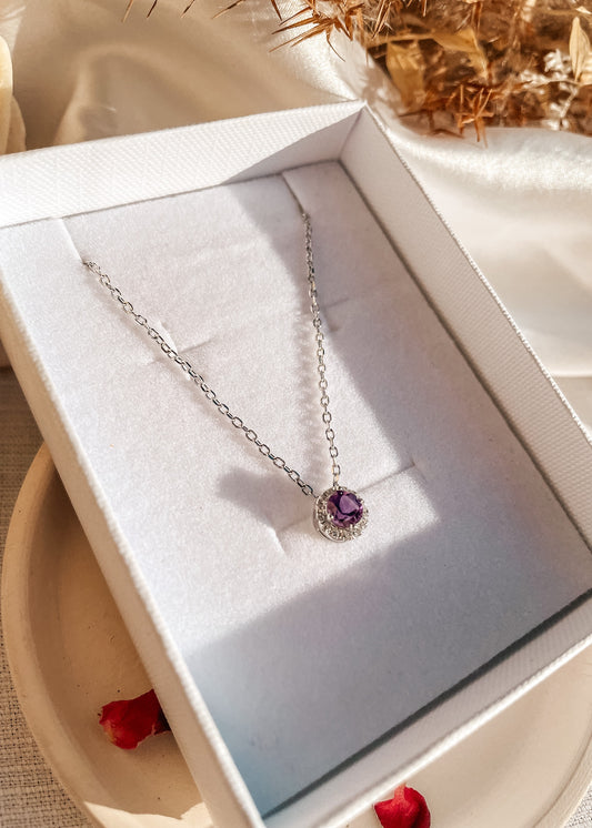 Dainty Amethyst Round Necklace