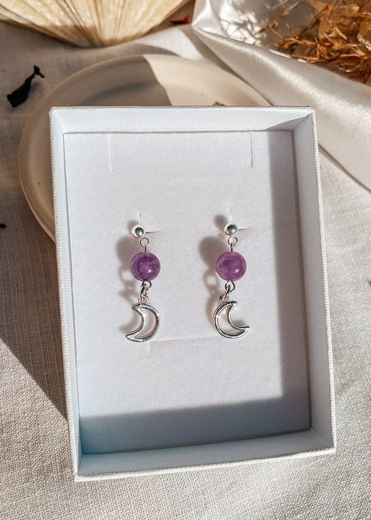 Amethyst Moon Stud Earrings