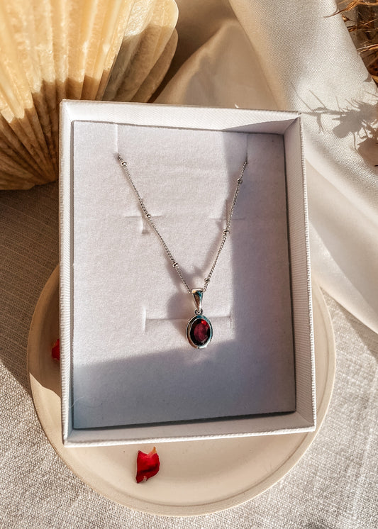 Garnet Oval Necklace