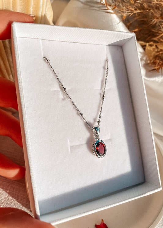 Garnet Oval Necklace